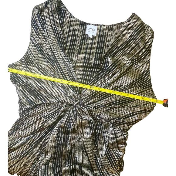 MISA Los Angeles MAXI DRESS METALLIC AVA PLUNGING TWIST RUCHED FLOUNCE HEM SZ XL - Picture 8 of 16